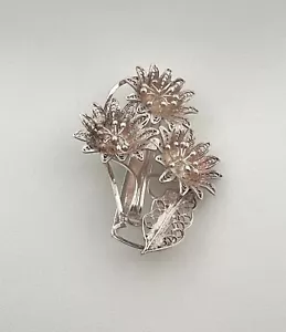 Vintage Hermann Siersbol Sterling Silver Floral Brooch - 925 - 7.12g - Picture 1 of 4