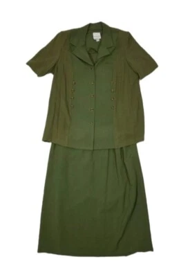 Joseph Ribkoff Plus Verde Lino Abotonado Lápiz Falda Traje Blazer Talla 20 Foto 1 de 4