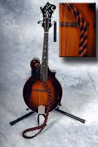 LAKOTA LEATHERS Braided Elk Leather Mandolin- Ukulele Straps BLACK &TOBACCO - Picture 1 of 2