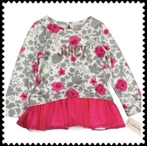 Juicy Couture Toddler Girls Floral Tutu Pullover Top Tunic Size 4T New - Picture 1 of 12