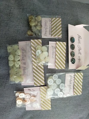 Lovely lot of  vintage Mother of Pearl Buttons Lot 6 Styles Heart Shanked Peach  - Image 1 of 4
