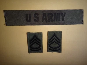 U.S. ARMY Pocket Tape + Pair of SERGEANT 1st FIRST Class Subdued Collar Patches - Picture 1 of 3