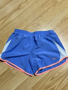NIKE Girls DRI-FIT  Lined Running Shorts Size L Blue Pink And White - Picture 1 of 5