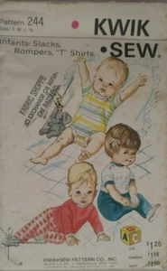 Vintage 70er Kwik Sew 244 Baby Kleinkind Hose Strampler Druckknopf Schritt Shirts S M L XL - Bild 1 von 2