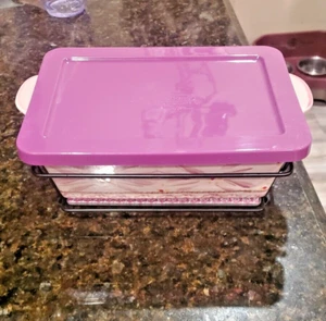 Temptations Tara World LILAC 1.5 qt Rectangle Casserole Rack, Lid, hot plate - Picture 1 of 6