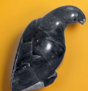 Seltene einheimische Inuit geschnitzte Speckstein Papageientaucher Pinguin Kunst signiert D. Aupalu 15388 - Bild 1 von 12