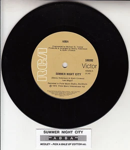 ABBA Summer Night City 7" 45 rpm vinyl record + juke box title strip - Picture 1 of 2