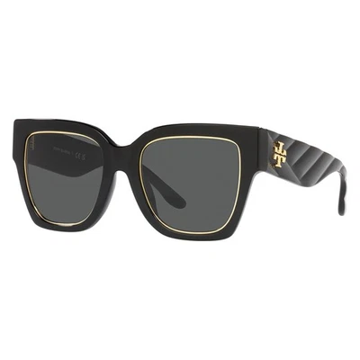 Gafas de sol cuadradas de plástico negro Tory Burch TY 7180U 170987 lentes grises Foto 1 de 3