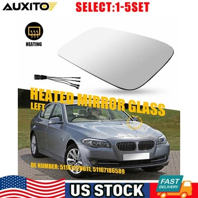 Heated Mirror Glass Convex Driver Side Fit BMW 528i XDRIVE 535i XDRIVE 550i 1-5X - Imagem 1 de 2