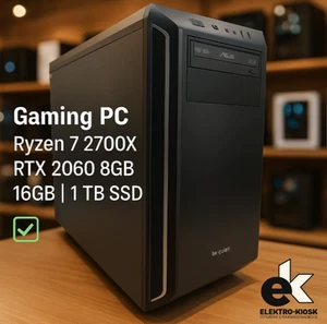 🎮 Gaming PC Ryzen 7 2700X | RTX 2060 8GB | 16GB | 1 TB SSD Tower Pc Computer ✅ - Bild 1 von 8