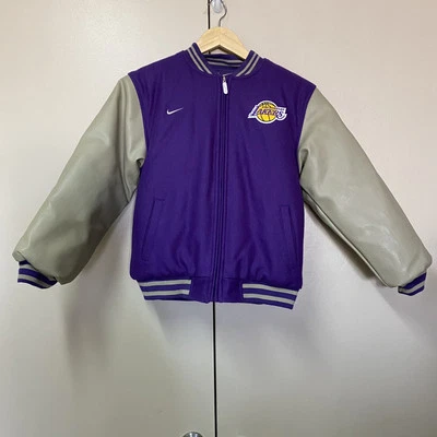 Vintage Los Angeles Lakers Jacket Youth M Bomber Full Zip Wool Y2K Reversible - Image 1 of 4
