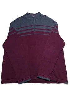 Eddie Bauer Herren Pullover XL XLarge rot grau Half Zip Mock Neck Strick - Bild 1 von 9
