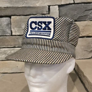 De Colección CSX Transporte Nogal/Ferrocarril Rayas Denim Gorra Snapback EE. UU. Raro - Imagen 1 de 10
