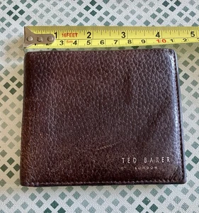 Ted Baker Wallet Brown Real Leather Folding Card & Note Holder Genuine - Picture 1 of 12