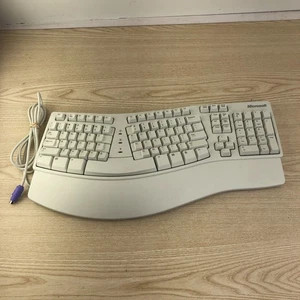 Microsoft Natural Keyboard White Ergonomic Keyboard PS2 VERY CLEAN - Picture 1 of 7