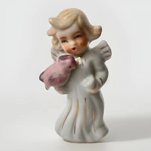 Vintage Angel With Pink Bird Made In Japan Gold Accents 3.75 Inch Height - Picture 1 of 7