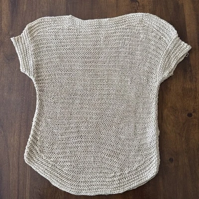 Suéter tejido 100 % lino manga corta dorado etiqueta negra Lauren Ralph Lauren PXS Foto 1 de 4