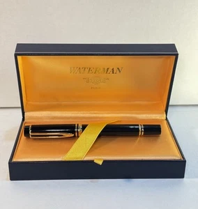 Waterman Le Man 100 Black & Gold Fountain Pen 18K / 750 Gold Nib + Box & Ink - Picture 1 of 16