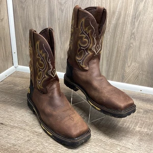 Justin Mens Cowboy Comp Toe Work Boots 10D Brown Leather Western WK4625 - Picture 1 of 21