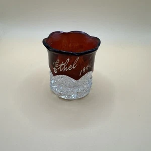 Vintage Ruby red cut glass crystal toothpick holder "Ethel " 1946 Star of David - Picture 1 of 4