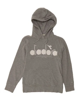 Moletom com capuz gráfico masculino DIADORA pequeno cinza algodão AJ10 - Imagem 1 de 3