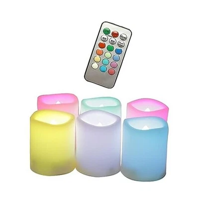 Paquete de 6 velas votivas LED multicolores sin llama con cambio de color remoto  Foto 1 de 4
