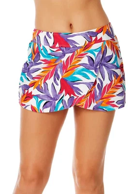 Anne Cole BLANCO ESTAMPADO Pista de Baile Palma Falda Bikini Parte Inferior de Natación, EE. UU. Mediana Foto 1 de 4