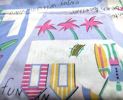 Novedad Años 90 Púrpura Rosa Azul Verde Playa Windsurf Tela Algodón POR #17 Foto 1 de 4