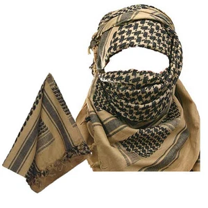 Militar Ejército Arena Y Negro Shemagh Bufanda Árabe / SAS / Retro (Fully Tejido - Picture 1 of 1
