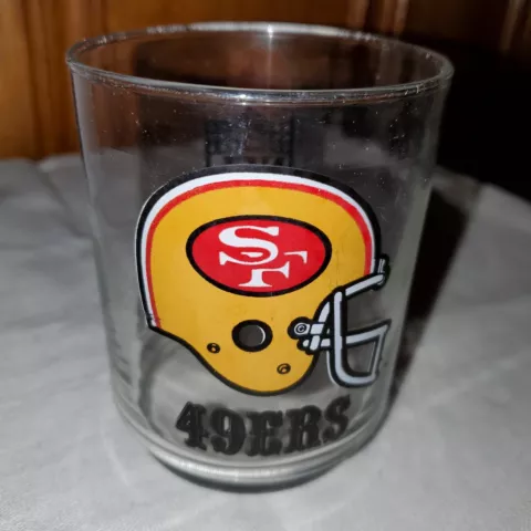 Vintage 1980s San Francisco Forty-Niners Drinking Glass Tumbler | NFL 49ers Cover