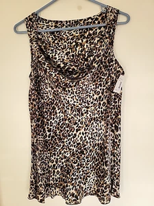Women's Sleeveless Blouse Tank Women's Large Leopard Print NEW - Picture 1 of 3