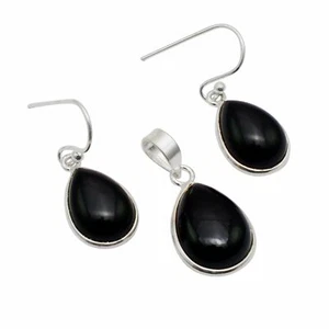 Black Onyx 925 Sterling Silver Valentine Gift Pendant + Earrings Jewelry ST-020 - Picture 1 of 1