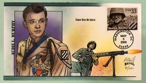 Bevil HP 2000 WWII American Hero Audie L. Murphy FDC #41/200 FDOI Sc 3396 w/COA - Picture 1 of 6