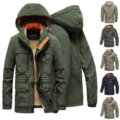 Men's Winter Waterproof Tactical Jacket Hooded Warm Velvet Outdoor Military Coat - Image 1 of 4