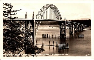 Yaquina Bay Bridge Oregon Coast Highway RPPC - Picture 1 of 2