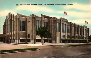 Postal de lino E1 del Coliseo en Indiana State Fair Grounds Indianapolis Indiana - Imagen 1 de 2