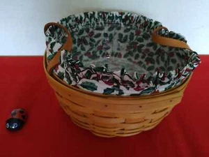 Longaberger 10" runder Korb mit Apfel Stoff Kunststoff Einsatz Futter 1999 - Bild 1 von 5