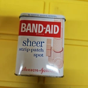 Vintage BandAid Johnson & Johnson Sheer Strips Patch Spot Tin Advertising - Picture 1 of 7