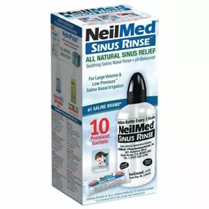 NeilMed Sinus Rinse All Natural Sinus Relief 10 Premixed Satchets And Bottle - Picture 1 of 4