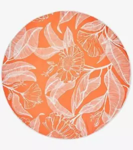 SUMMER & ROSE Outdoor Terry Roundie Blanket Floral Orange White Soft Beach Towel - Picture 1 of 4