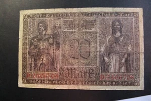 20 Zwanzig mark German 1918 banknote D 2406708/ - Picture 1 of 2