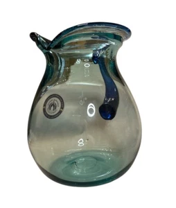 Handmade Handblown 100% Recycled Glass Cristal Artisanal Blue Water Pitcher - Picture 1 of 7