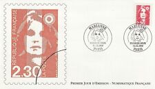 Enveloppe 1er jour Numismatique 1989 Marianne du Bicentenaire 2.30 rouge