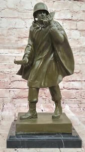 Bronze WWII Funker Soldat Statue - Militär Hommage Skulptur Kunst Dekor - Bild 1 von 10