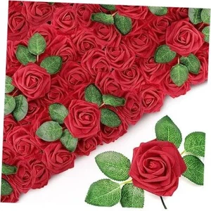 250 Pcs Artificial Roses Flowers Bulk Fake Roses with Stem Faux Rose Burgundy - Picture 1 of 7