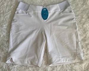 Greg Norman Play Dry Women Lg Moisture Management Pull On Bermuda Shorts White - Picture 1 of 8
