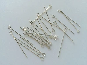 10 STERLING SILVER EYE PINS 1 INCH LONG 24 GA. - Picture 1 of 3