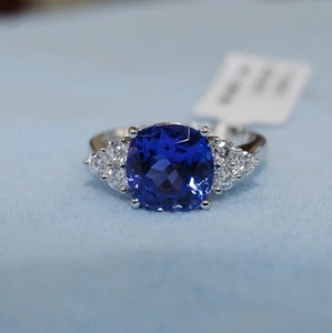 Tanzanite Diamond VVS 18K White Gold Ring Natural 3.5CTW D-Block Top Quality - Picture 1 of 13