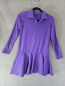 Polo Ralph Lauren Girls Polo Dress Midi Size XL 16 Plum Purple Long Sleeve - Picture 1 of 9