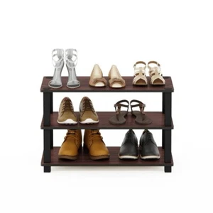 3 Tier Shoe Rack For Small Space Organizer Stand 9 Pair Storage Shelf Unit Wood - Picture 1 of 8